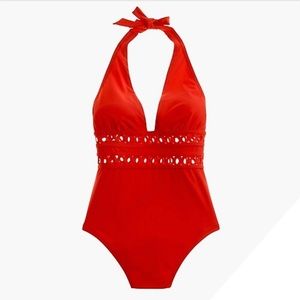 New J. Crew Halter one-piece swimsuit with cutout